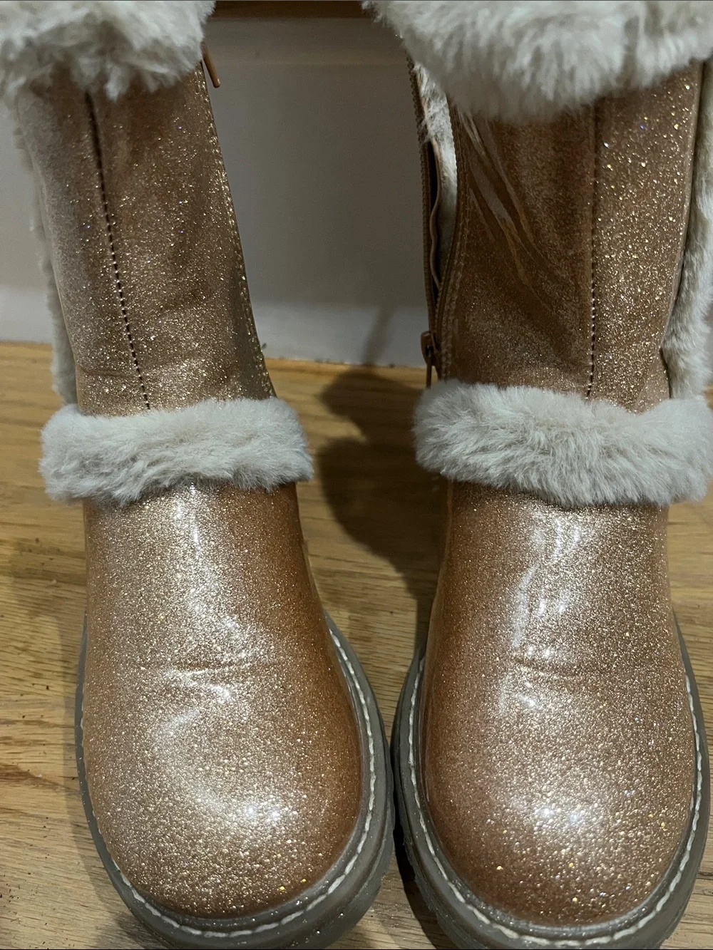 DV by Dolce Vita Kids Glitter Pink Gold Faux Fur Boots